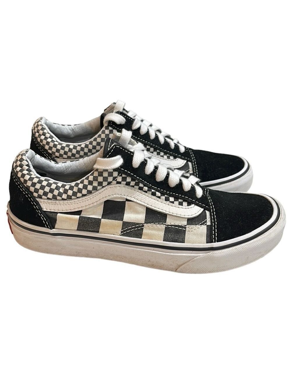 Vans Old Skool Black White Checkerboard Lace Up Sneakers Womens SZ 6.5 Mens SZ 5